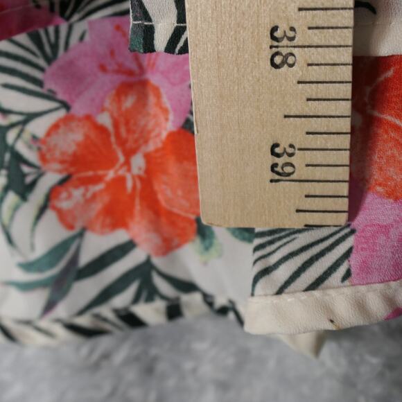 Madden NYC Floral Dress Womens XXL Ivory Deep V Smocked Waist Flirty Beachy - Picture 10 of 13